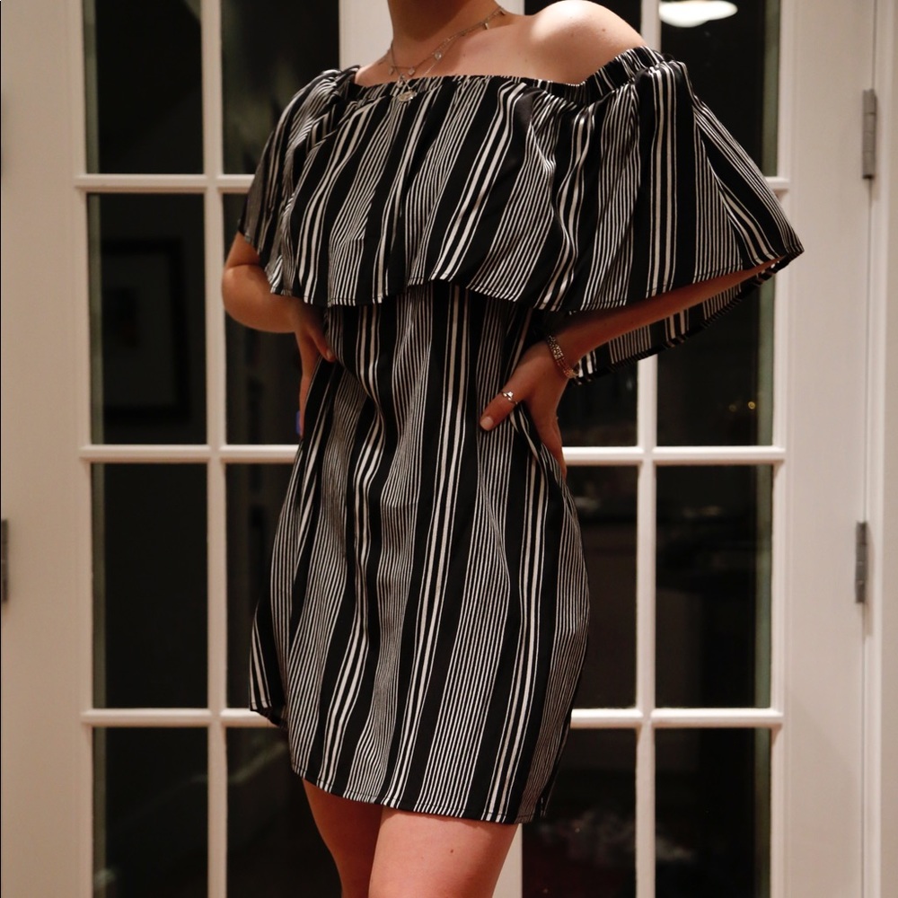off the shoulder striped summer dress